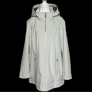 ANDREW MARC Long Softshell Utility Jacket Detachable Hood Water Repellent Sz XXL